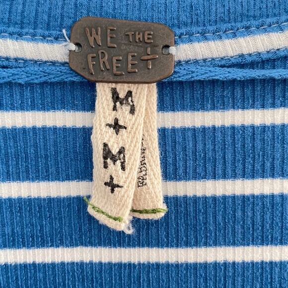 Free People Blue and White Stripe Top Sz M - Picture 6 of 7